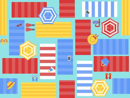 Summer poster, Beach equipment seamless pattern, vector illustrationのイラスト素材
