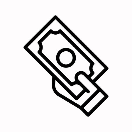 Hand holding banknote  vector, Black friday related line design iconのイラスト素材