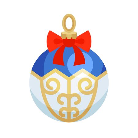 Christmas ornaments, baubles or Christmas ball vector flat iconのイラスト素材