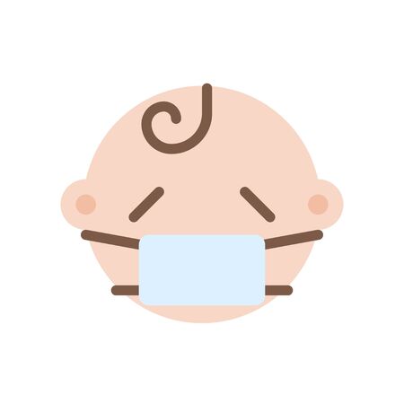 Sick baby flat design icon, vector illustrationのイラスト素材