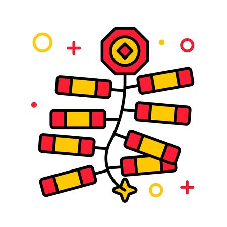 Firecracker vector illustration, Chinese New year filled iconのイラスト素材