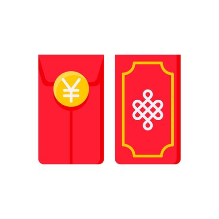 Red envelope vector illustration, Chinese New year flat iconのイラスト素材