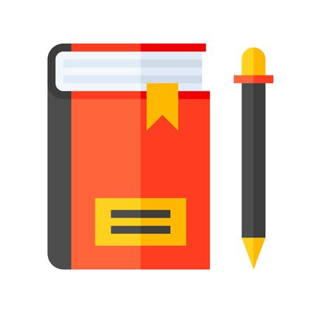 Notebook with pencil vector, flat design iconのイラスト素材