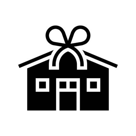 House with ribbon vector illustration, solid design iconのイラスト素材