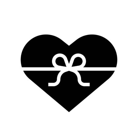 Heart shaped Gift box vector illustration, solid design iconのイラスト素材