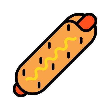 Hotdog vector, fast food related flat style iconのイラスト素材