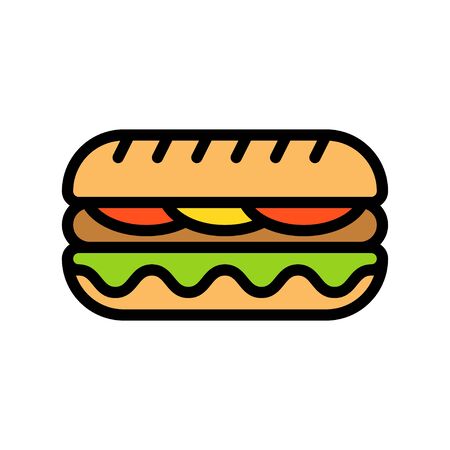 Hotdog vector, fast food related flat style iconのイラスト素材