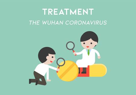 Doctors with medicine, coronavirus related vector illustrationのイラスト素材