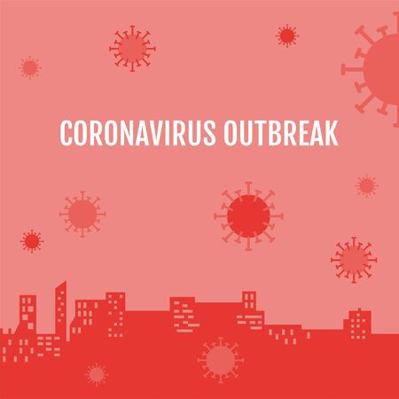 City landscape, Virus or Coronavirus related vector illustrationのイラスト素材