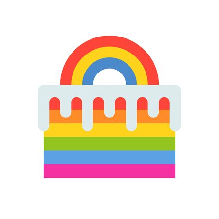 Rainbow cake vector illustration, flat design icon