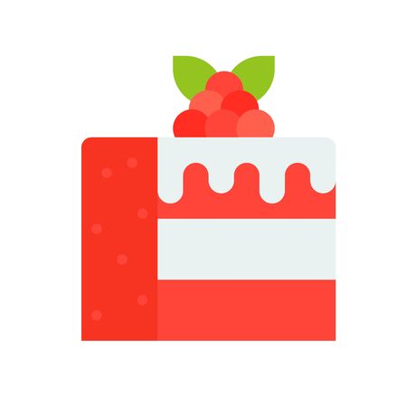 Raspberry cake vector illustration, flat design icon