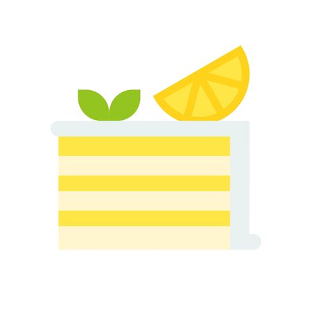 Lemon cake vector illustration, flat design icon