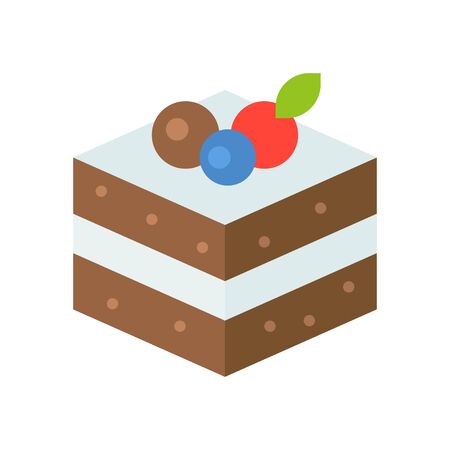 Chocolate cake vector illustration, flat design icon