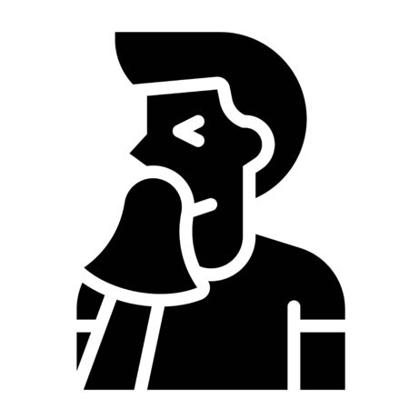 Man covering his mouth with a handkerchief vector illustration, solid design iconのイラスト素材