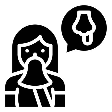Woman sneezing vector illustration, solid design iconのイラスト素材