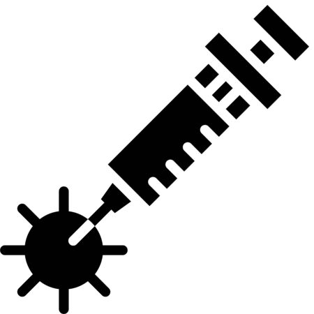 Syringe injection at virus vector illustration, solid design iconのイラスト素材