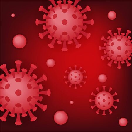 Coronavirus or Covid-19 symbol on red background vector illustrationのイラスト素材