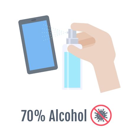Hands with 70 percent alcohol bottle vector illustrationのイラスト素材
