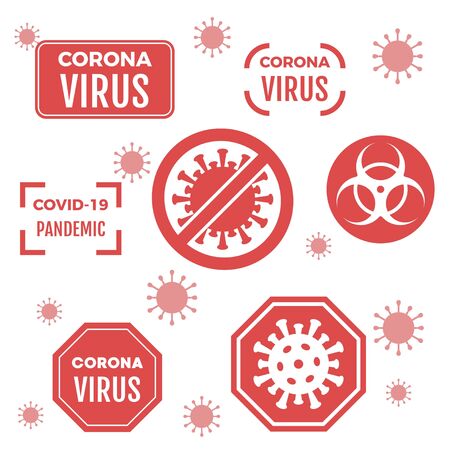Various sign and symbol about Coronavirus or COVID-19 vector illustrationのイラスト素材