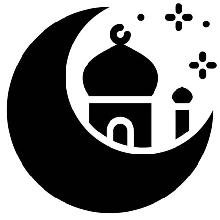 Crescent with mosque icon, ramadan festival related vector illustrationのイラスト素材