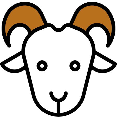 Goat face icon, ramadan festival related vector illustrationのイラスト素材