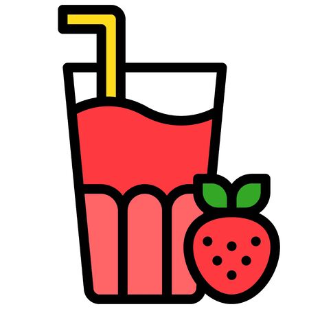 Strawberry juice icon, Beverage filled style vector illustrationのイラスト素材