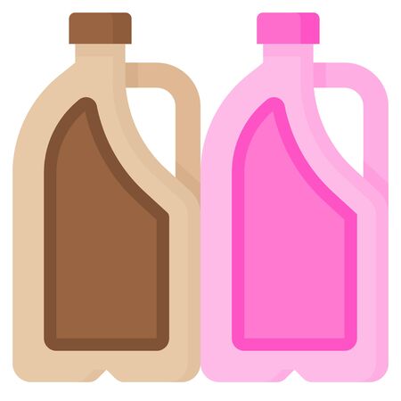 Chocolate milk gallon and Strawberry milk gallon flat iconのイラスト素材
