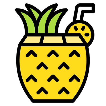 Pineapple juice icon, Beverage filled style vector illustrationのイラスト素材
