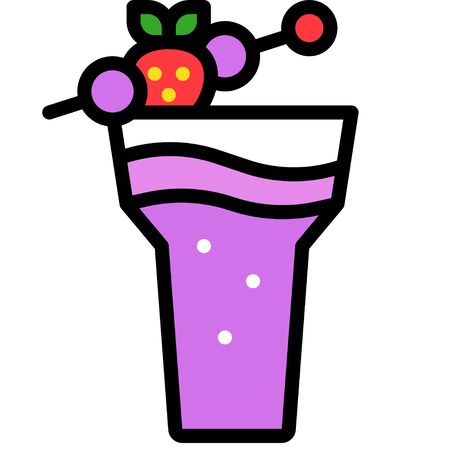 Grape cocktail icon, Beverage filled style vector illustrationのイラスト素材