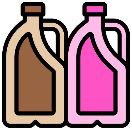Chocolate milk gallon and Strawberry milk gallon filled iconのイラスト素材