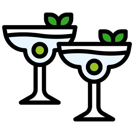 Martini with olive icon, Beverage filled style vector illustrationのイラスト素材