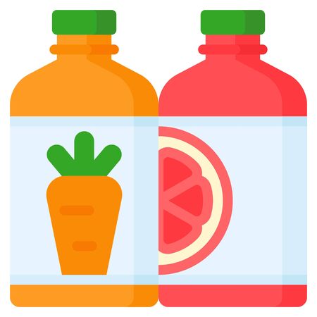 Juice bottle icon, Beverage flat style vector illustrationのイラスト素材