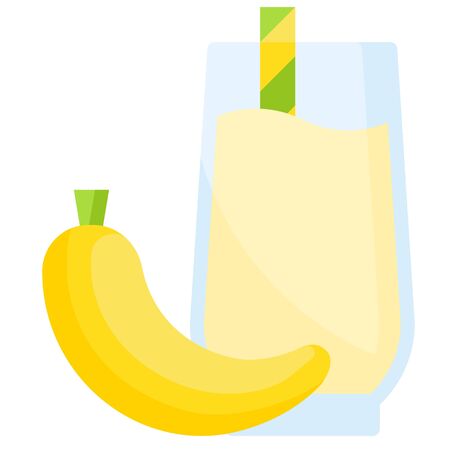 Banana smoothie icon, Beverage flat style vector illustrationのイラスト素材