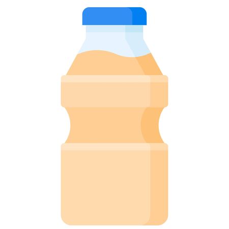 Drinking yogurt bottle icon, Beverage flat style vectorのイラスト素材