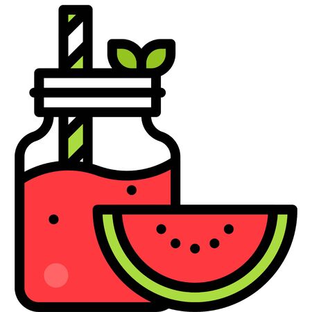 Watermelon smoothie icon, Beverage filled style vector illustrationのイラスト素材