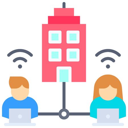 Telecommuting or  remote work related icon, vector illustrationのイラスト素材