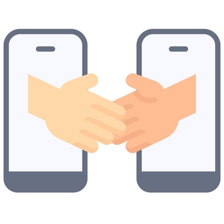 Greeting, Telecommuting or remote work related icon, vector illustrationのイラスト素材