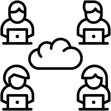 Cloud service, Telecommuting or remote work related icon, vector illustrationのイラスト素材
