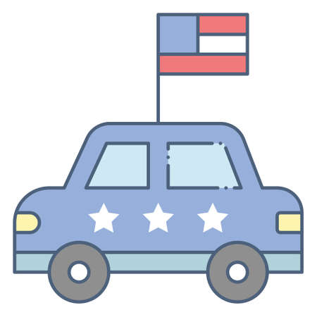 Car with USA flag vector, United state independence day related iconのイラスト素材