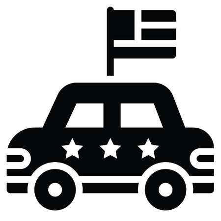 Car with USA flag vector, United state independence day related iconのイラスト素材