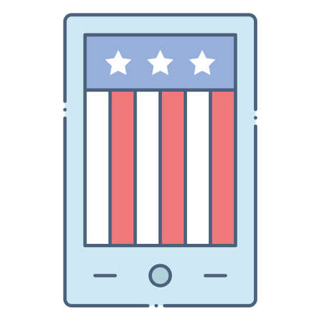 Tablet with USA flag on screen vector, United state independence day related iconのイラスト素材