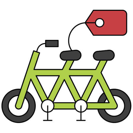 Bicycle with tag icon, Summer sale related vector illustrationのイラスト素材