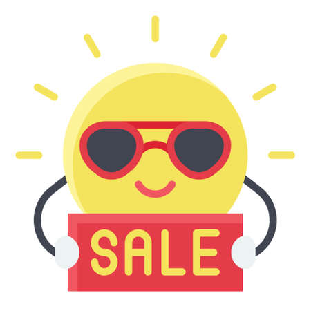 Sun with sunglasses icon, Summer sale related vector illustrationのイラスト素材