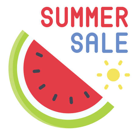 Watermelon slice icon, Summer sale related vector illustrationのイラスト素材