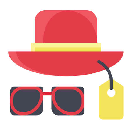 Hat with sunglasses icon, Summer sale related vector illustrationのイラスト素材
