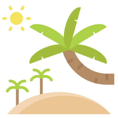 Beach with palm icon, Summer sale related vector illustrationのイラスト素材