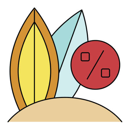 Surfboard on the beach icon, Summer sale related vector illustrationのイラスト素材