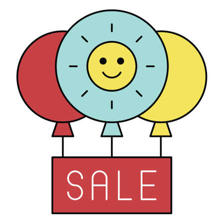 Balloons with sale sign icon, Summer sale related vector illustrationのイラスト素材