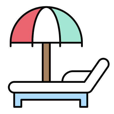 Beach chair with umbrella icon, Summer vacation related vector illustrationのイラスト素材