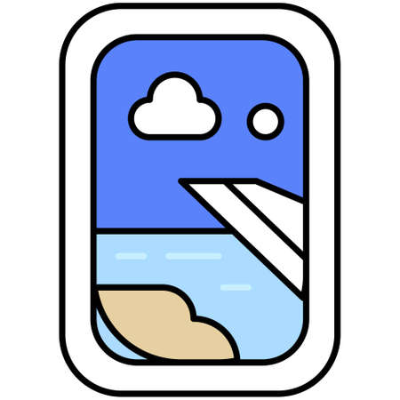 Airplane window icon, Summer vacation related vector illustrationのイラスト素材